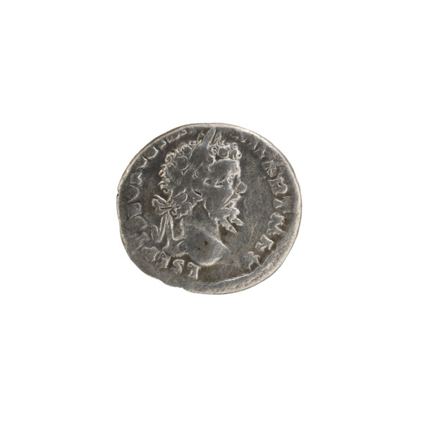Denarius depicting Victoria; obverse: head of Septimius Severus in a laurel wreath facing right,