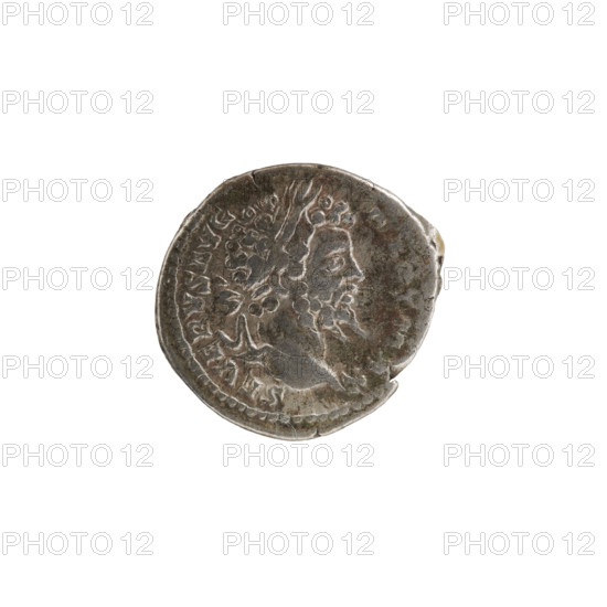 Denarius, Roman, 200 CE. Obverse: SEVERVSAVG PARTMAX — Head of Septimius Severus in a laurel wreath
