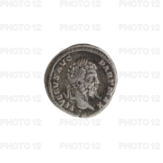 Denarius depicting Roman deities; Septimius Severus (Roman emperor, 146–211). Obverse: laureate