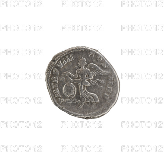 Denarius, Roman, showing deities: Victoria; Septimius Severus (Roman emperor, 146–211) —