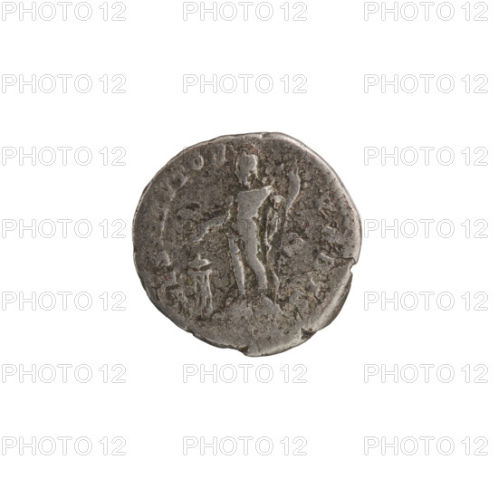 Denarius, emperor standing before a tripod. Septimius Severus (Roman emperor; 146–211). Obv.: