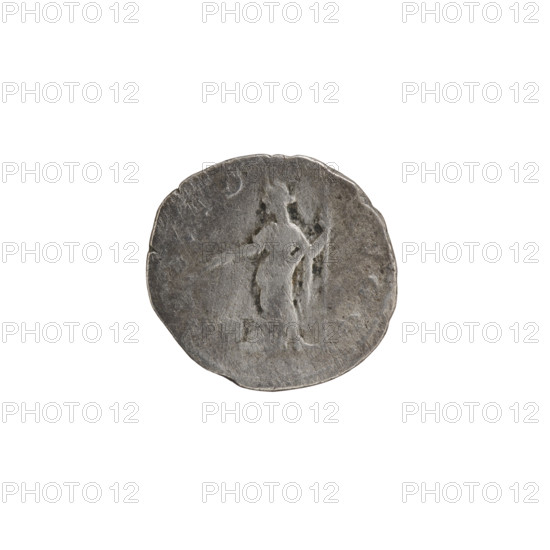 Denarius; obverse: head of Septimius Severus with laurel wreath facing right, pearl rim,