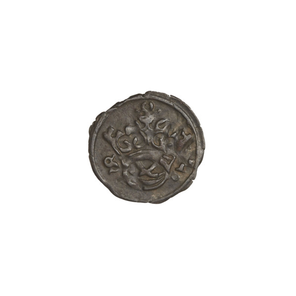 Crown denarius of Sigismund I the Old (King of Poland, r. 1506–1548). Obverse: crown with letters S