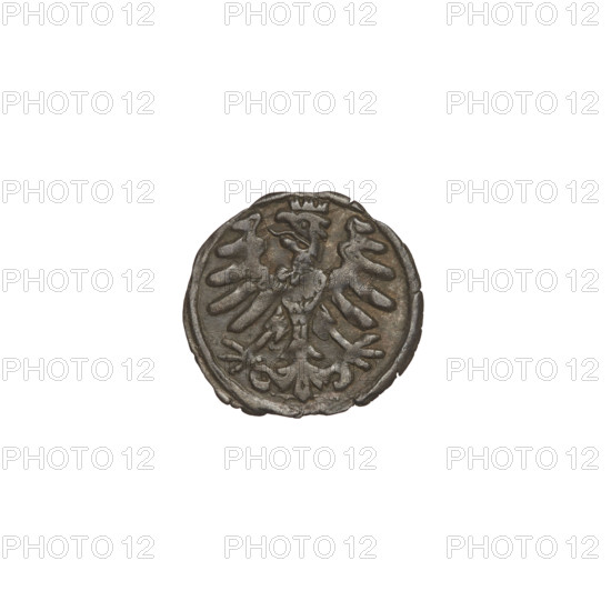 Crown denarius of Sigismund I the Old (King of Poland, reign 1506–1548). Obverse: crown with