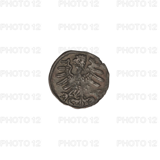 Crown denarius of Sigismund I the Old (King of Poland, 1506–1548). Obverse: crown with letters S