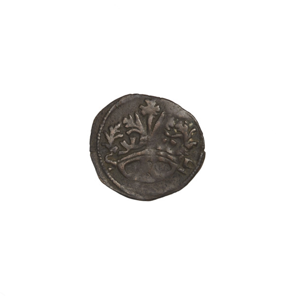 Crown denarius of Sigismund I the Old (King of Poland; reign 1506–1548). Obverse: crown with