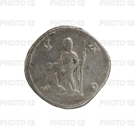 denarius, Julia Domna (ca. 160–217; Roman empress 193–211), Roman Empire; Standing Juno; Juno
