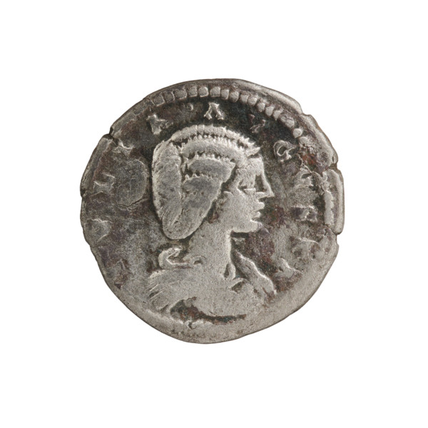 Denarius of Julia Domna (ca. 160–217; Roman Empress 193–211). Obverse: IVLIA AVGVSTA — bust of