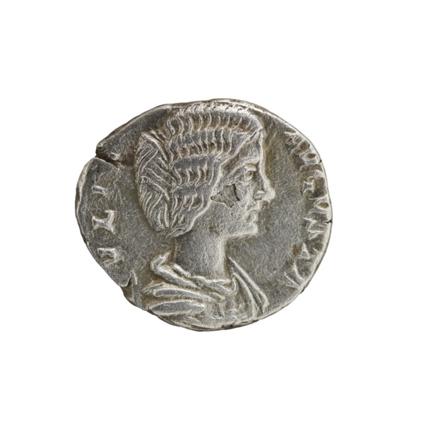 Denarius of Julia Domna (ca. 160–217), Roman empress (193–211). Obverse: VLIA AVGVSTA — bust of