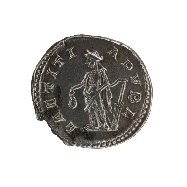 Denarius, Elagabalus (Roman emperor, 218–222 CE). Obverse: Bust of Elagabalus with laurel wreath