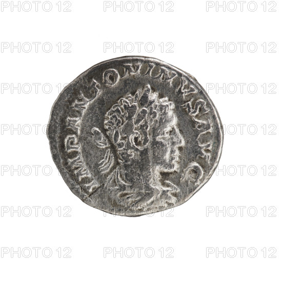 Denarius, Elagabalus (reigned 218–222 CE), Roman Empire. Obverse: Bust of Elagabalus with a laurel