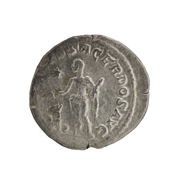 Denarius, Elagabalus (reigned 218–222 CE). Obverse: Bust of Elagabalus with laurel wreath and
