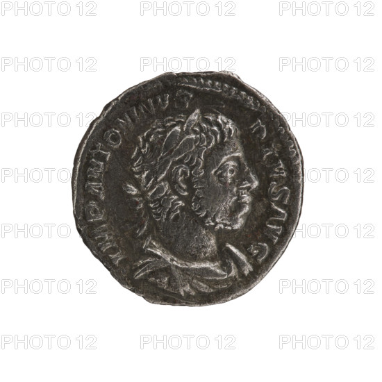 Denarius of Elagabalus (reigned 218–222). Obverse: Bust of Elagabalus with laurel wreath and