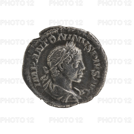 Denarius, Elagabalus (reigned 218–222 CE). Obverse: IMP ANTONINVS PIVS AVG — Bust of Elagabalus