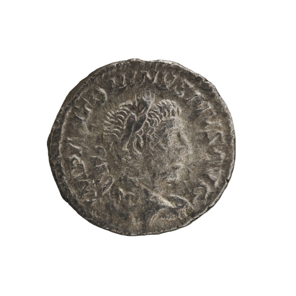 Denarius of Elagabalus (reign 218–222 CE). Roman Empire, 221 CE. Obverse: Bust of Elagabalus