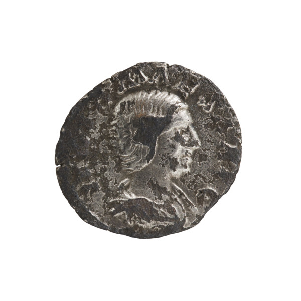 Denarius (subaerate), Elagabalus (204–222; Roman emperor 218–222). Obverse: IVLIAMAESAAVG — draped