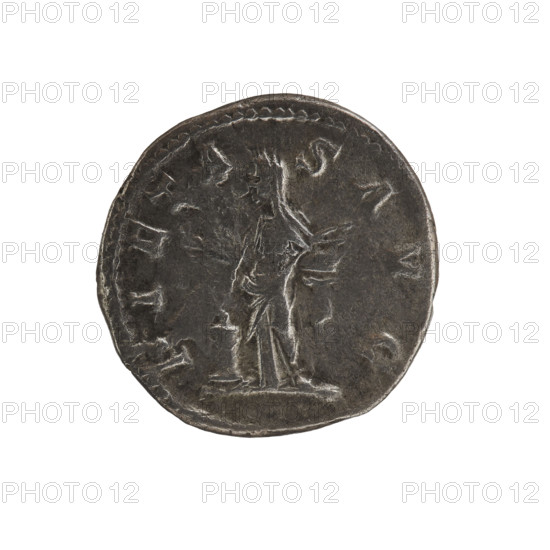 Denarius of Elagabalus (reign 218–222). Obverse: IVLIAMAESAAVG — draped bust of Julia Maesa facing