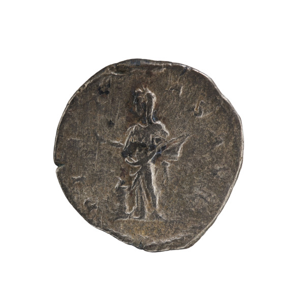 Denarius, Elagabalus (reign 218–222 CE). Obverse: Draped bust of Julia Maesa facing right, pearl