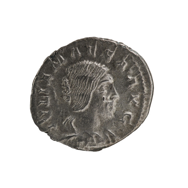 Denarius, Elagabalus (204–222; Roman emperor 218–222). Obverse: IVLIAMAESAAVG — Draped bust of