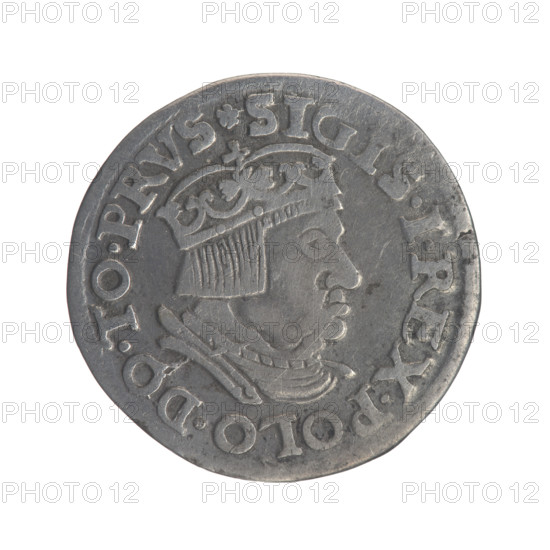 Gdansk trojak, Sigismund I the Old (King of Poland; 1506–1548). Obv.: Crowned male bust in profile