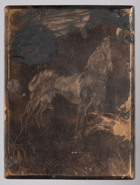 Barking dog; Lopienski, Ignacy (1865–1941), graphic artist; dogs; genre scenes; ca. 1930; graphic
