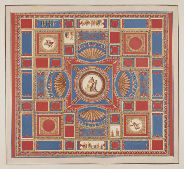 Vestigia delle Terme di Tito. Decoration of the vault called in fondo nero a grottesco, in room 23.