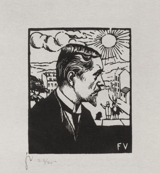 Self-portrait against the background of a Lausanne landscape, Félix Vallotton (1865–1925). Graphic