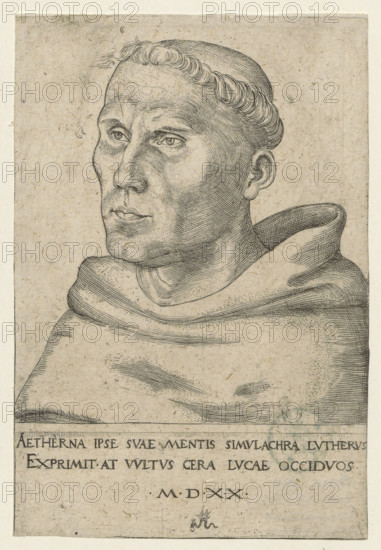 Portrait of Martin Luther as an Augustinian monk, Lucas Cranach (1472–1553), clergy portrait,