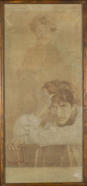 Double Self-Portrait, Leon Kaufmann (Kamir; 1872–1933). 1900. Drawing, pastel; 105 × 47.5 cm.