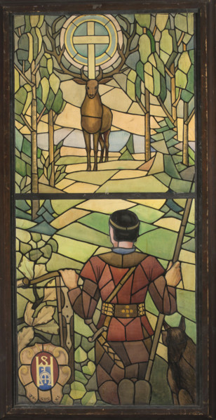St. Hubert, stained glass design, Jan Feliks Bogucki (1886–1955), painter; Saint Hubert (ca.