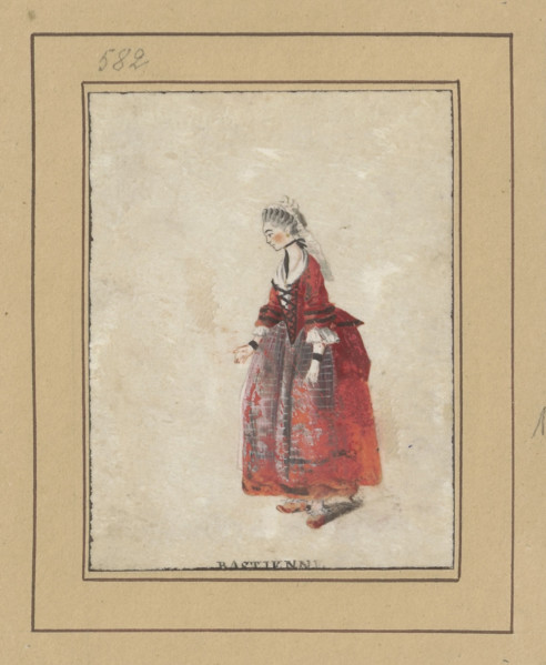 Actress in the role of Bastienne; draughtsman Janinet, Jean-François (1752–1814), after Levachez,