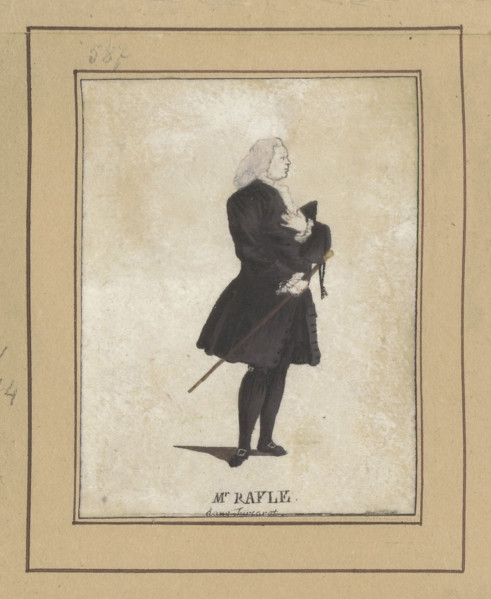 The actor in the role of Monsieur Rafle in the play Turcaret, or The Financier; drawing by