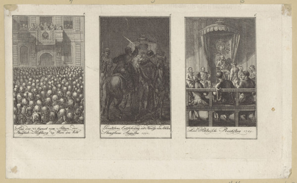 Three illustrations for contemporary history: Pope Pius VI blesses the people from the balcony of