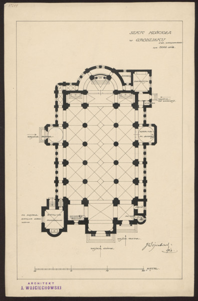 Grodzisk. Parish Church of St. Anne. Reconstruction project never realized. Bottom plan.