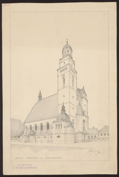 Grodzisk. Parish Church of St. Anne. Reconstruction project not realized. General view.