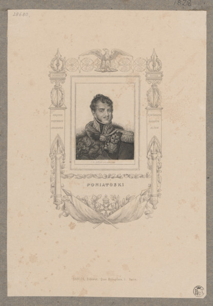 Portrait of Prince Józef Poniatowski; publisher: Danlos (Paris); draughtsmen: Charles-Ernest