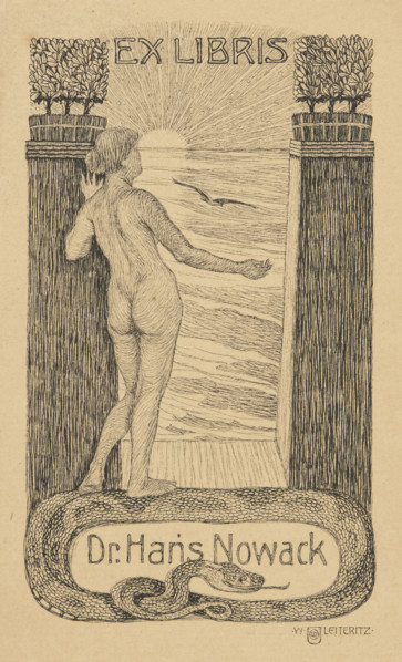 Woldemar Leiteritz (1878–1915), graphic artist. Bookplate (Ex Libris) for Dr. Hans Nowack.