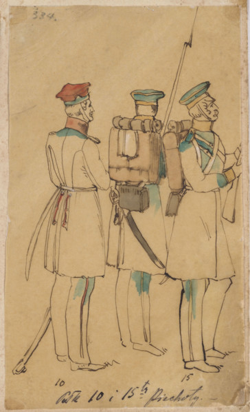 10th and 15th Line Infantry Regiment, color lithography in the album 'Polish Army. Collection of