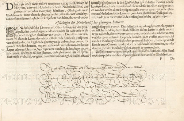 Description and writing example of four Dutch general hands, Section of the Dutch Common Letters,