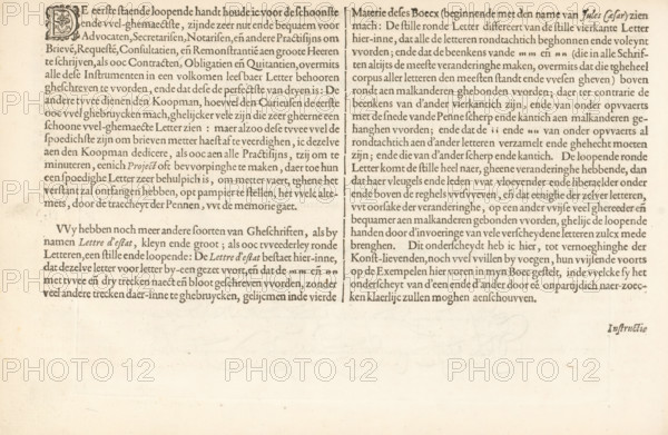Description of various Dutch letters, Instruction of the Dutch coarse and small letters, Foundation