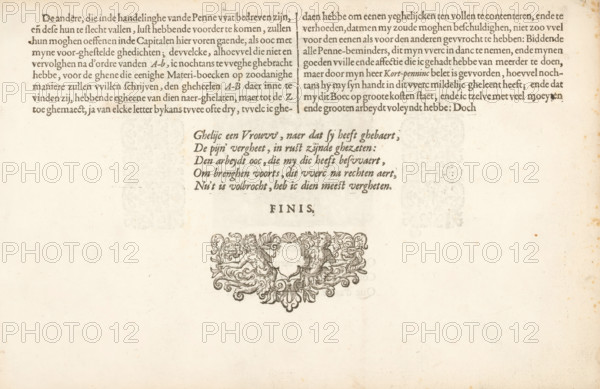 End of the Fondement-Boeck, Spieghel der schrijfkonste, Fondement-Boeck, print, album page, text