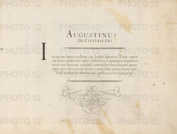 Writing sample: Augustinus de Civitate Dei, Grammato-Graphices. In Quo Varia Scripurae Emblemata,