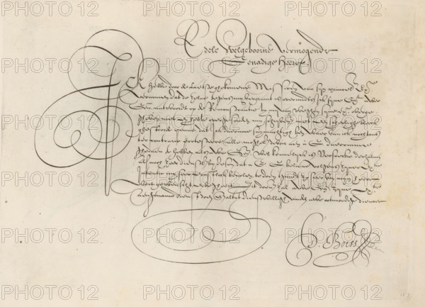 Writing sample: Noble well-born wealthy, Grammato-Graphices. In Quo Varia Scripurae Emblemata,