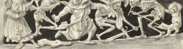 Dance of Death (right half), drawing, watercolor, draftsman (artist): Gesina ter Borch (possibly),