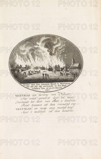 Fire in Westmaas, 1792, View of the severe fire in Westmaas as it appeared on the night between