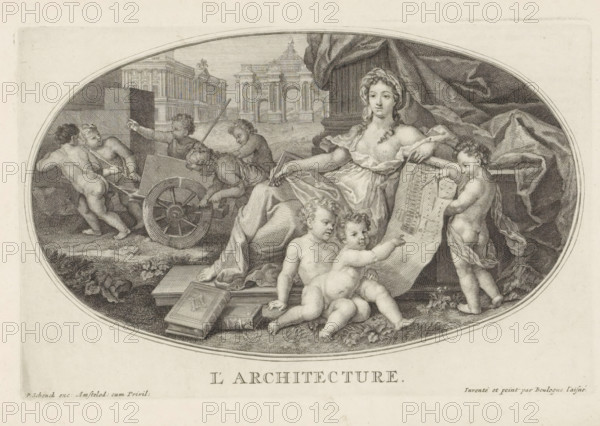 Architecture, Le Cabinet des Beaux Arts, The Treasury of the Liberal Arts, print, album page,