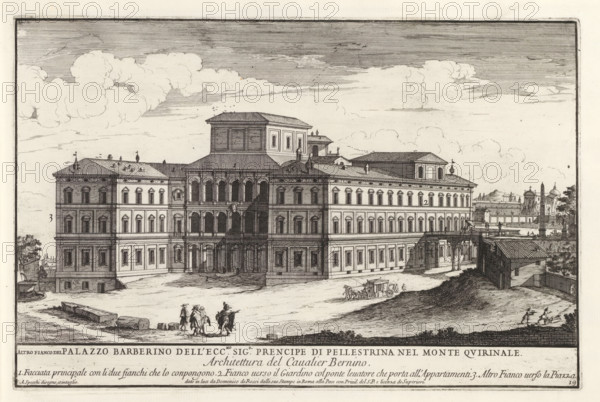 Altro fianco del Palazzo Barberino dell' ecc.mo sig.r prencipe di Pellestrina nel Monte Quirinale,