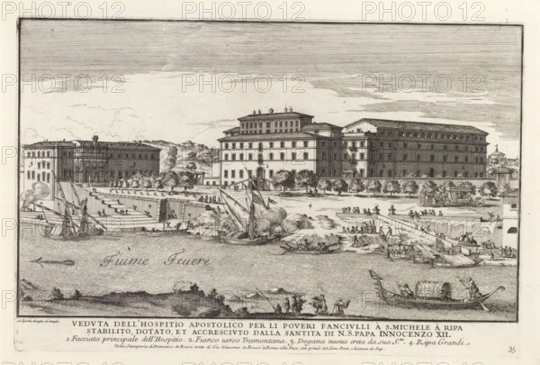 Veduta dell'hospitio apostolico per li poveri fanciulli à S. michele à Rip, Ospizio di San Michele