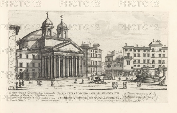 Piazza della Rotonda and the Pantheon in Rome, Piazza della Rotonda ampliata spianata con le strade