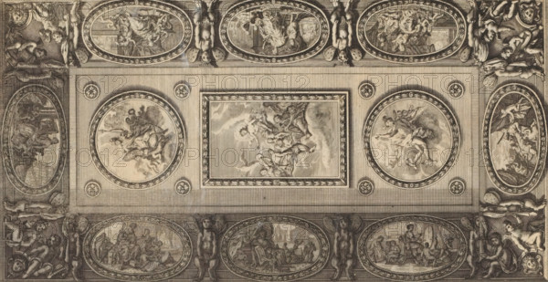 Ceiling piece with Apollo, Minerva and Mercury and the personifications of the liberal arts, Le